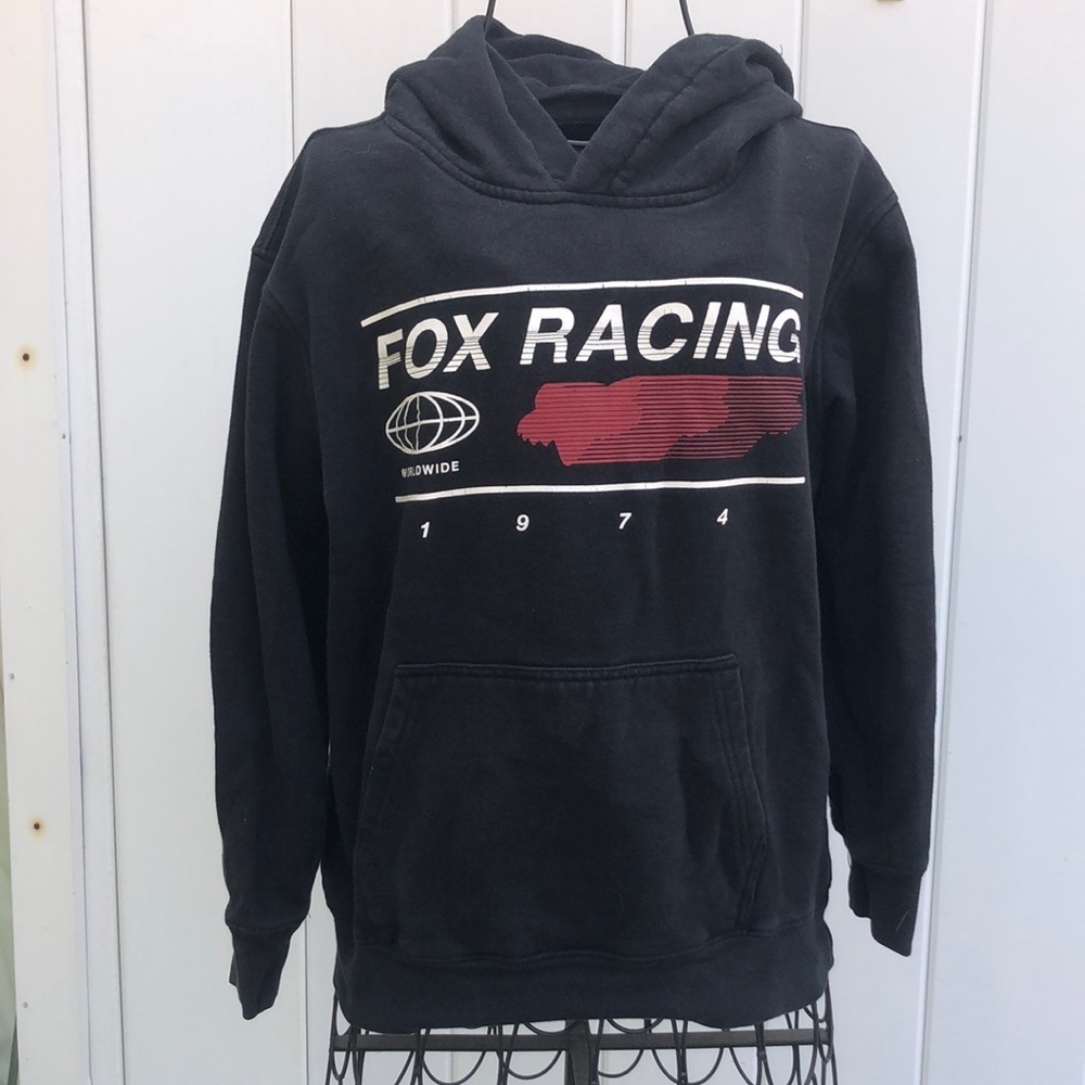 Fox racing sweatshirt youth large black and red hoodie dirt bike kids shirt​​